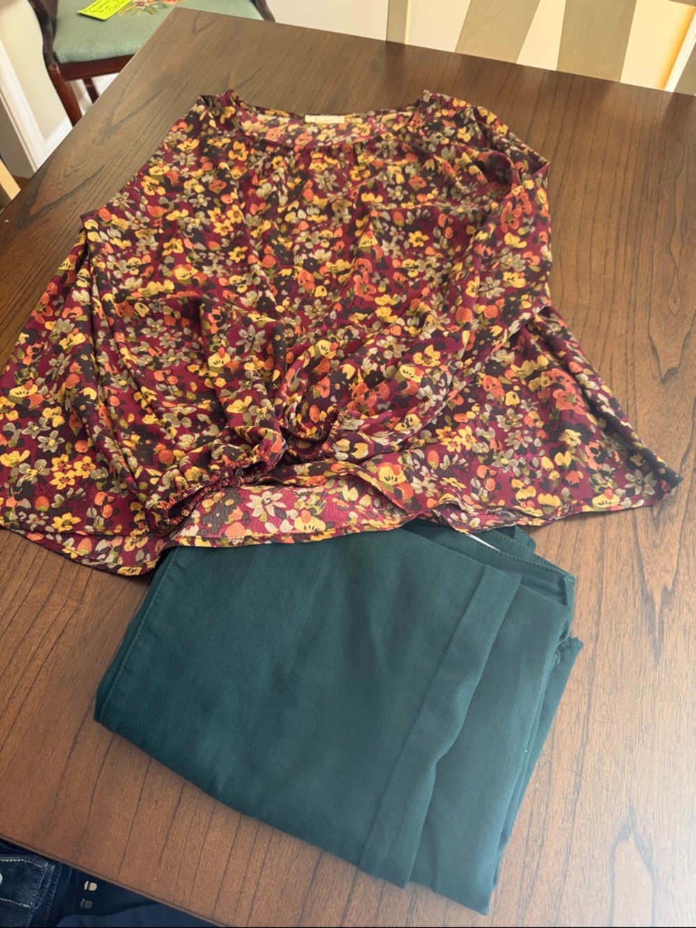 Floral Burgundy Long Sleeve Blouse